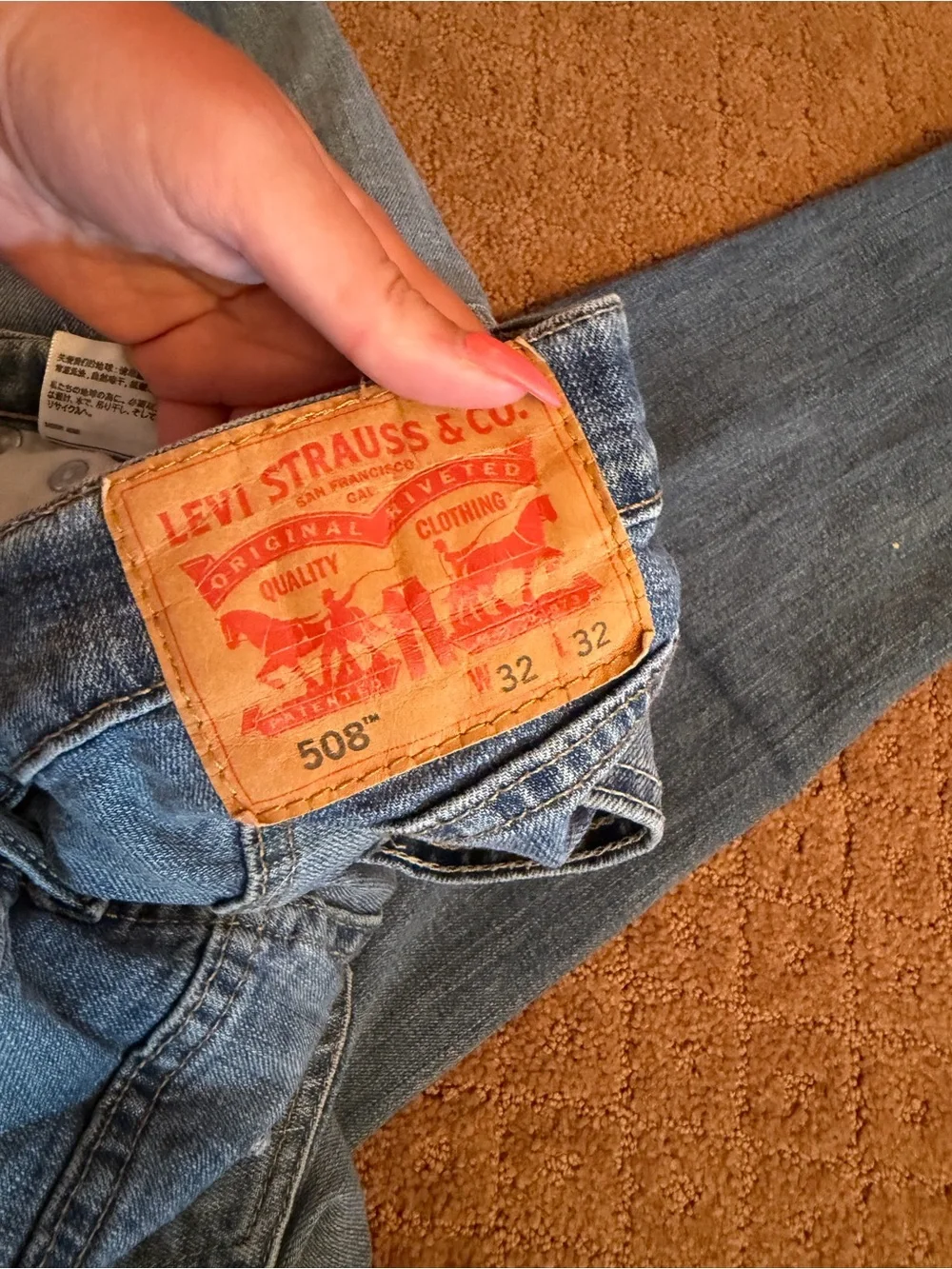 Levis 508 Jeans Mens 32x32 Blue Indigo Denim Stretch Dark Wash Casual